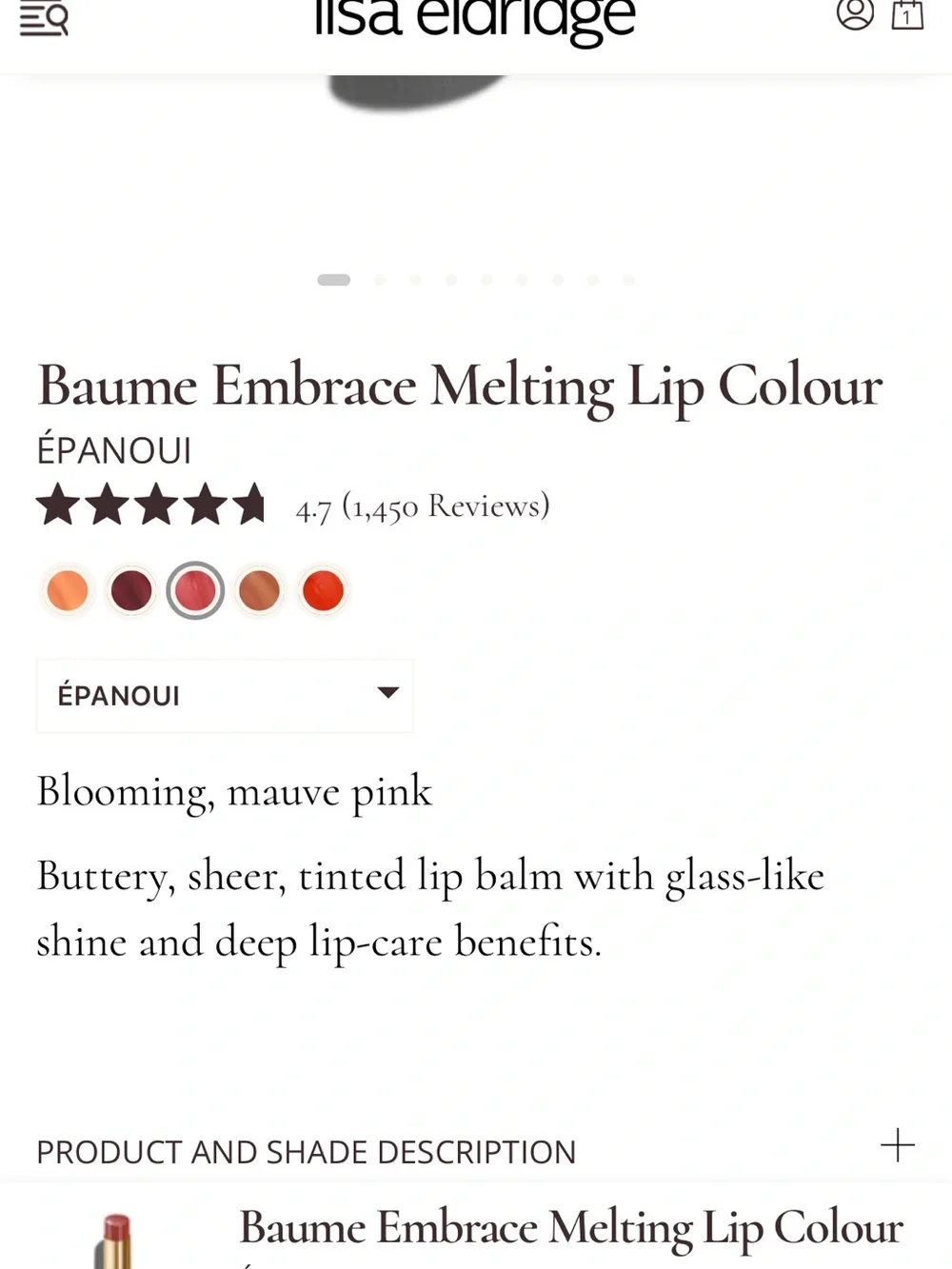 Lisa Eldridge Baume Embrace Melting Lip Colour — Epanoui (Pink Nude)